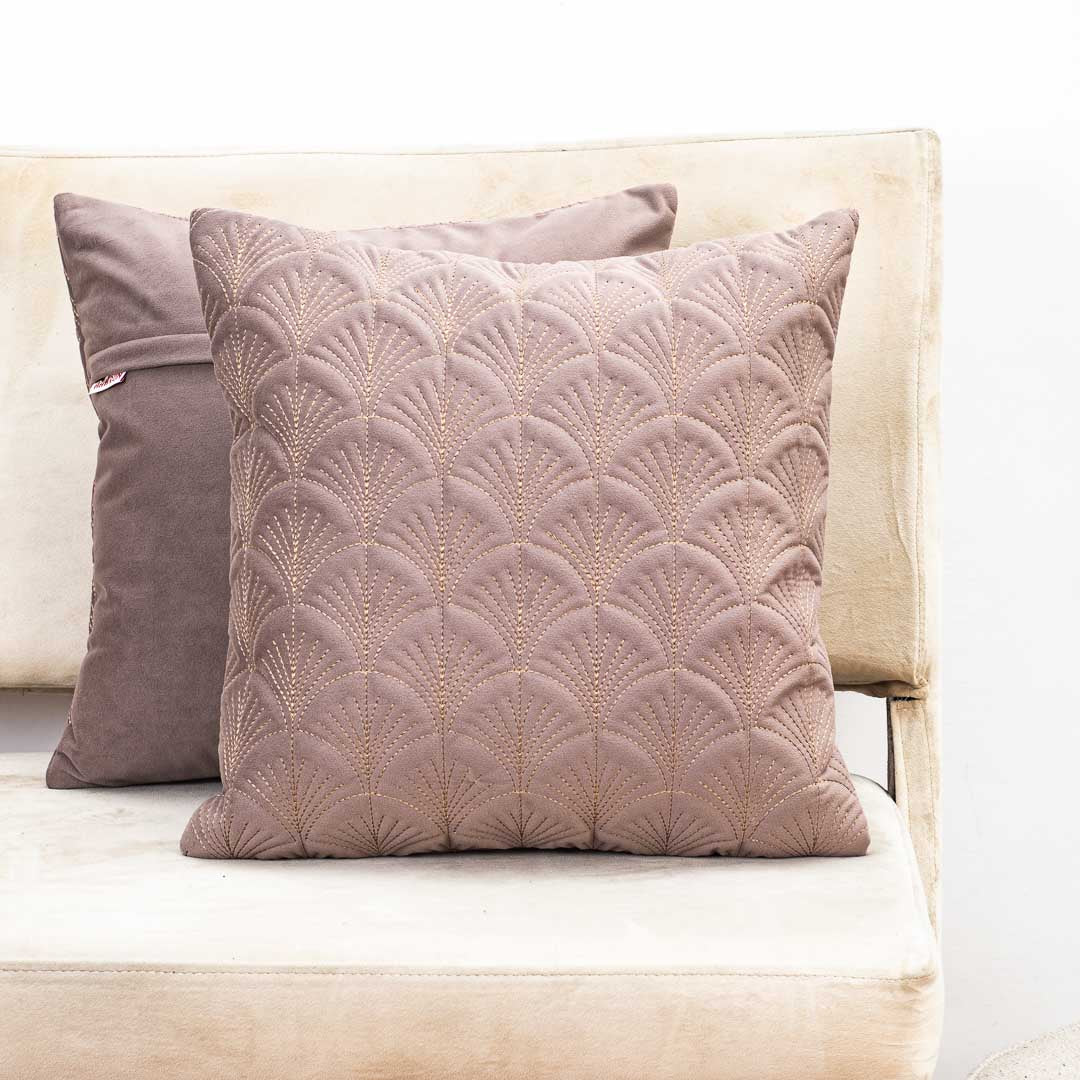 Premium self Embossed Leaf Design Cushion Cover