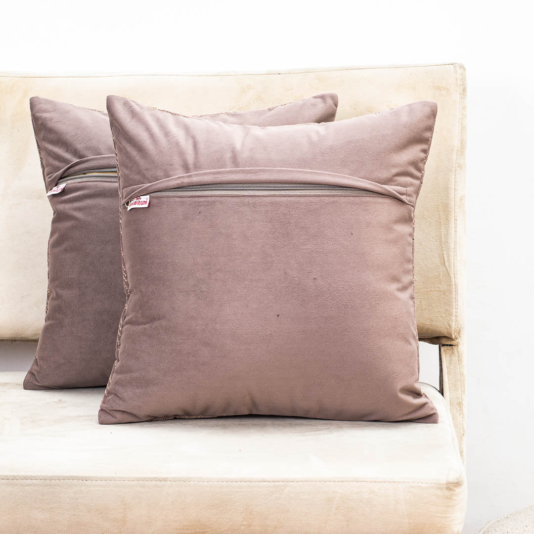 Premium self Embossed Leaf Design Cushion Cover