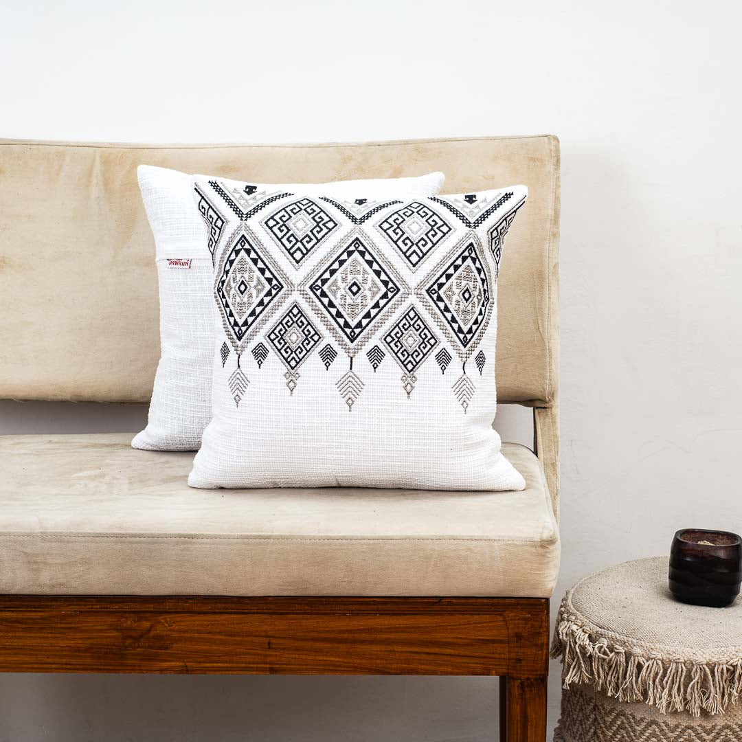 Premium Heritage Embroidery Top Cushion Cover