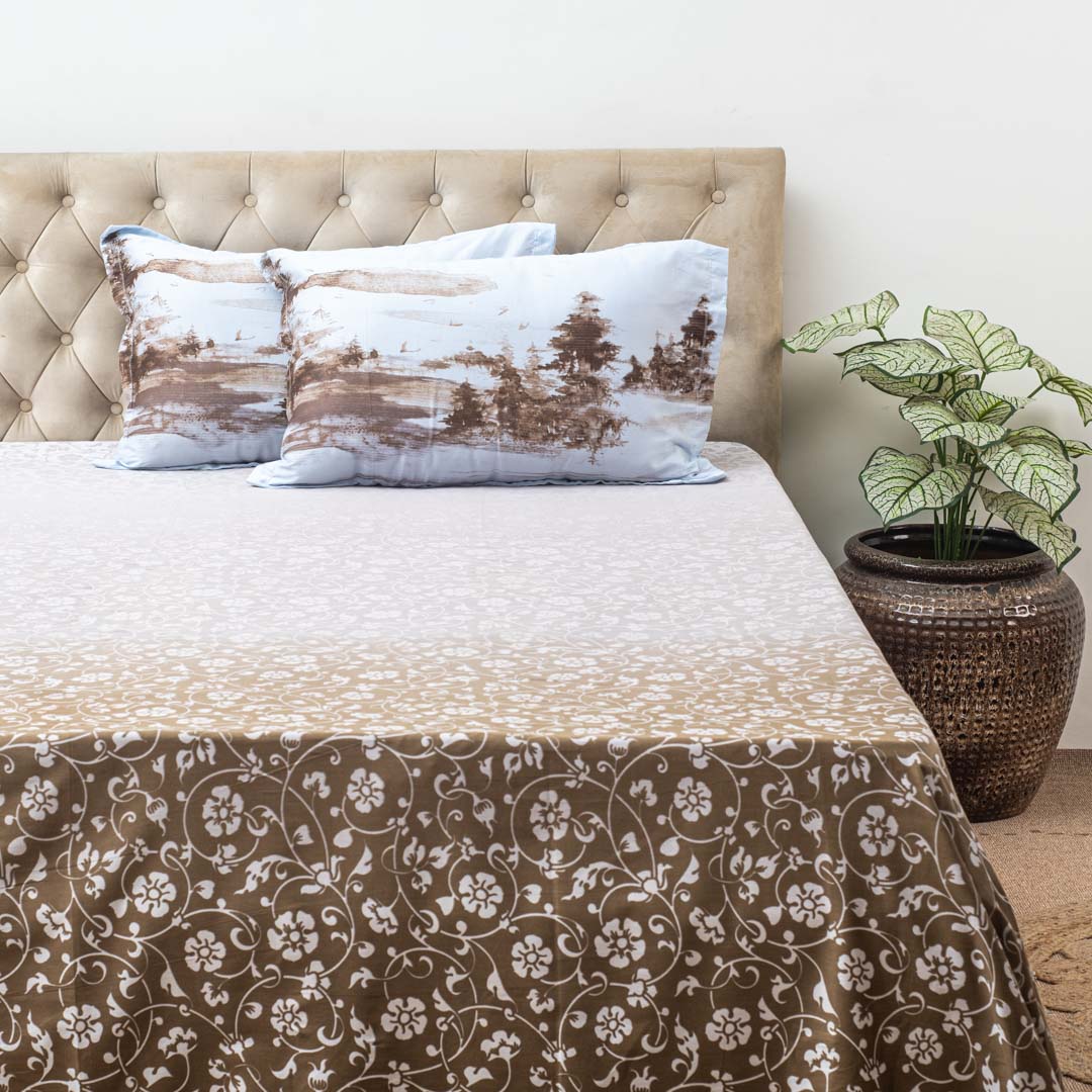 Premium 100% Cotton Earthy Elegance Bed Sheet Design Two