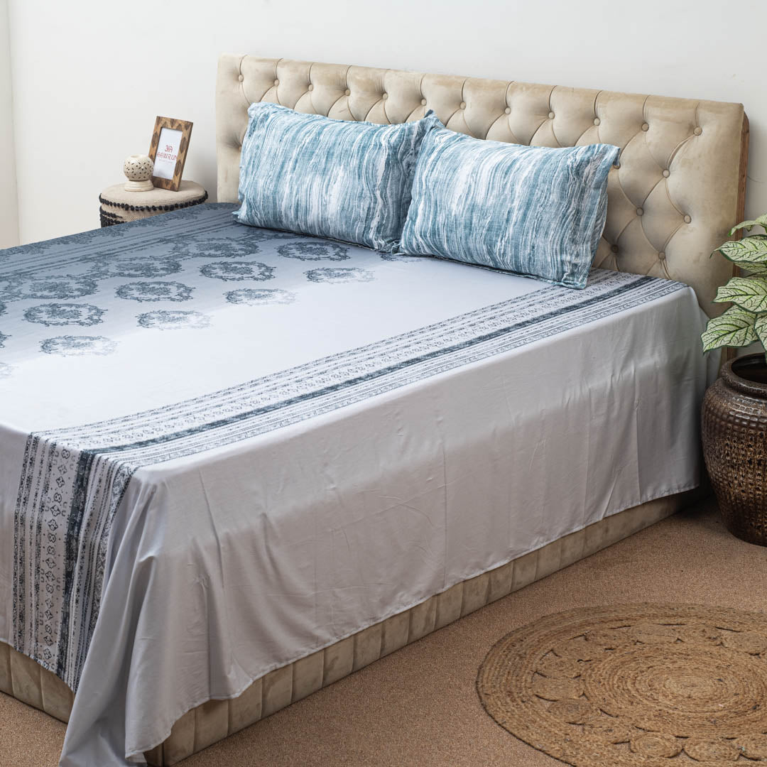 Premium 100% Cotton Aqua Heritage Bed Sheet Design Five