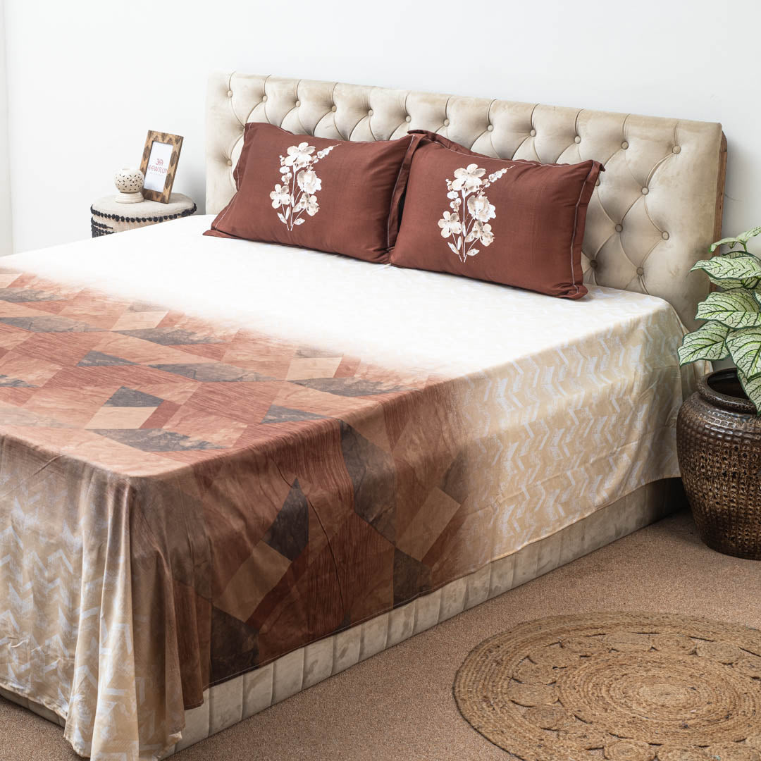 Premium 100% Cotton Rustic Rhapsody Bed Sheet Design Eight