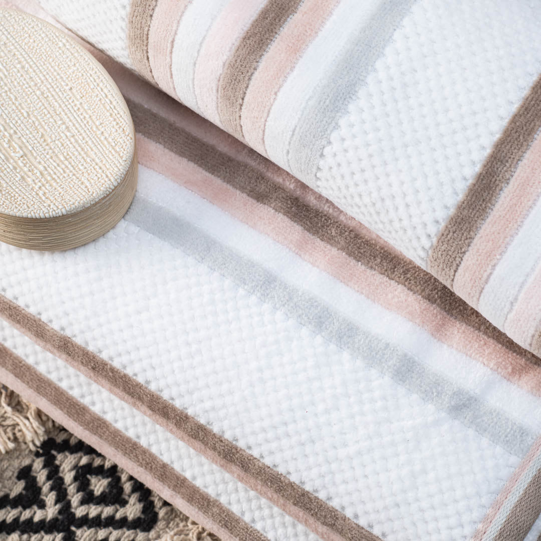 Premium Neutral Stripe Bath Towle Design Two