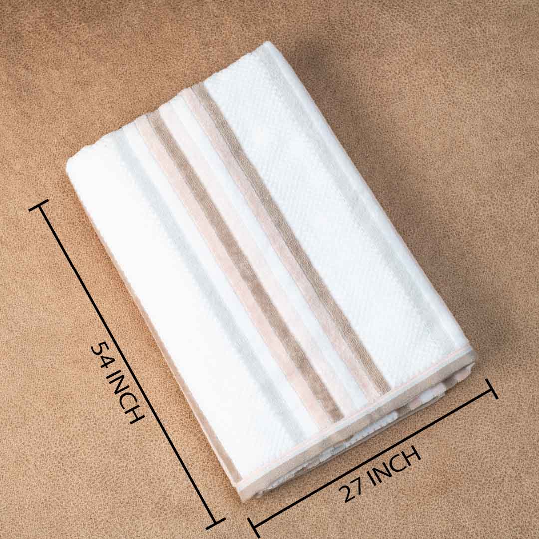 Premium Neutral Stripe Bath Towle Design Two