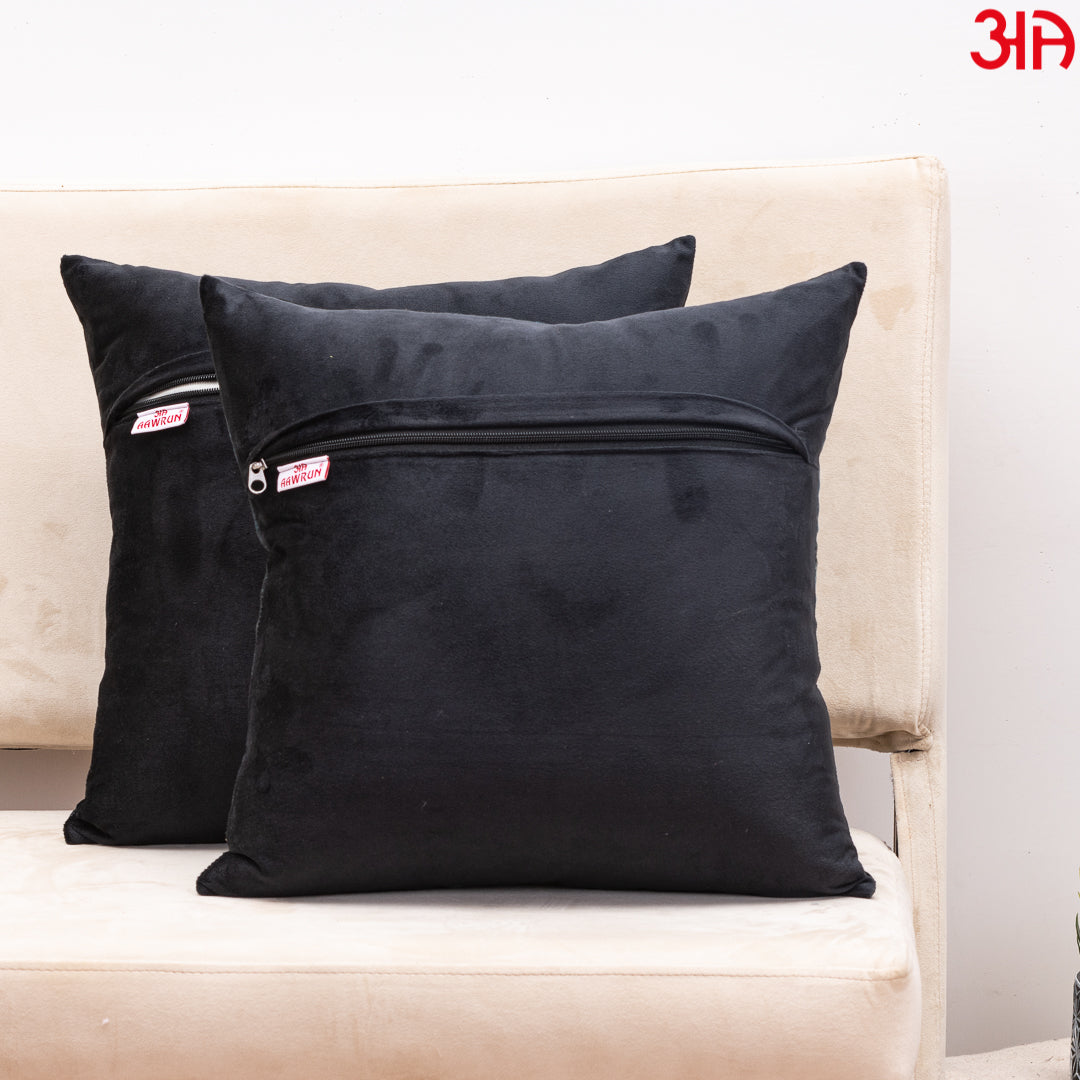 Decorative Printed Cushion Cover – 16 x 16 Inch-Black & White Design