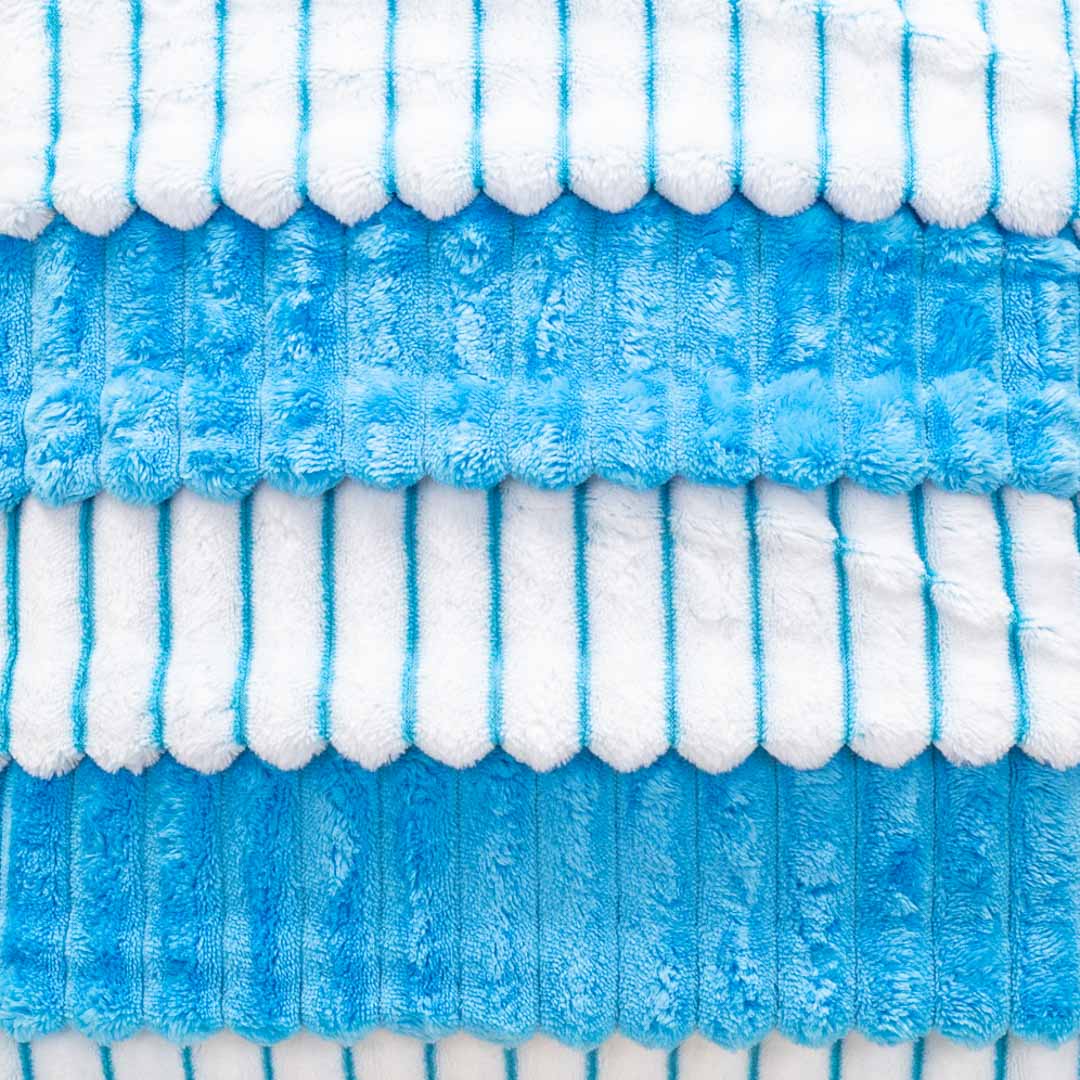 StripeFur Blue-White Fur Velvet Cushion Cover – 16x16 Inch Stylish Home Décor