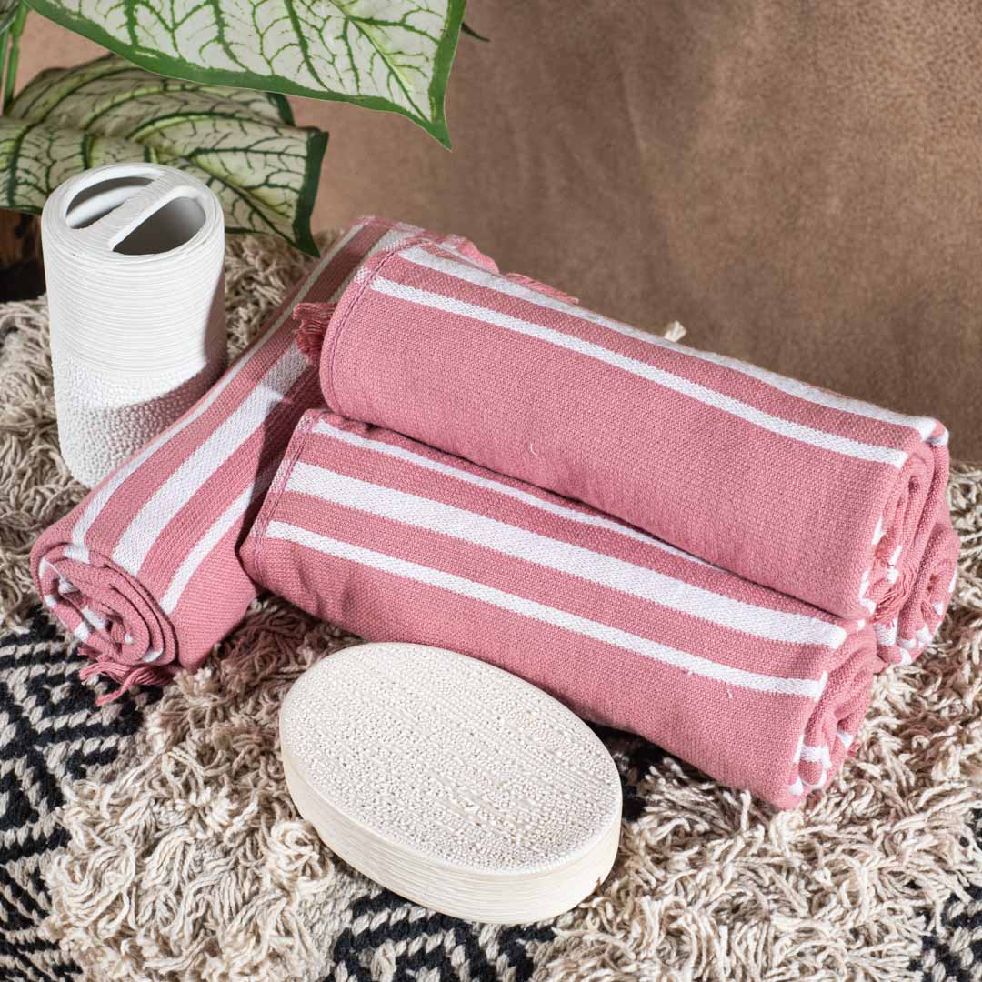 Premium Earthstone Stripe Turkish Hand Towel