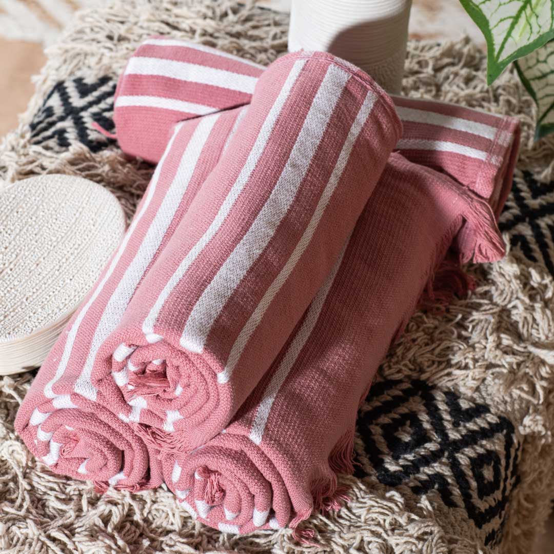 Premium Earthstone Stripe Turkish Hand Towel