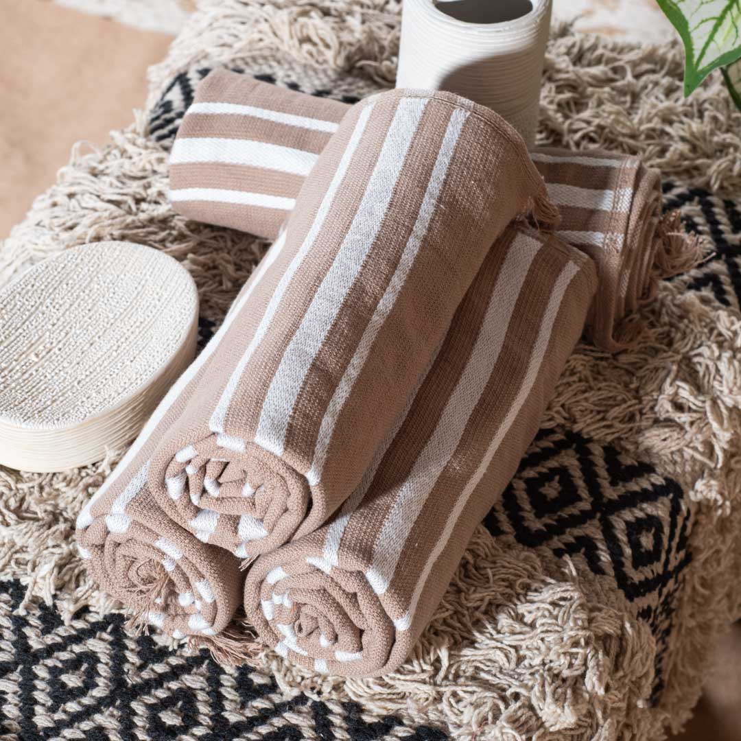 Premium Earthstone Stripe Turkish Hand Towel