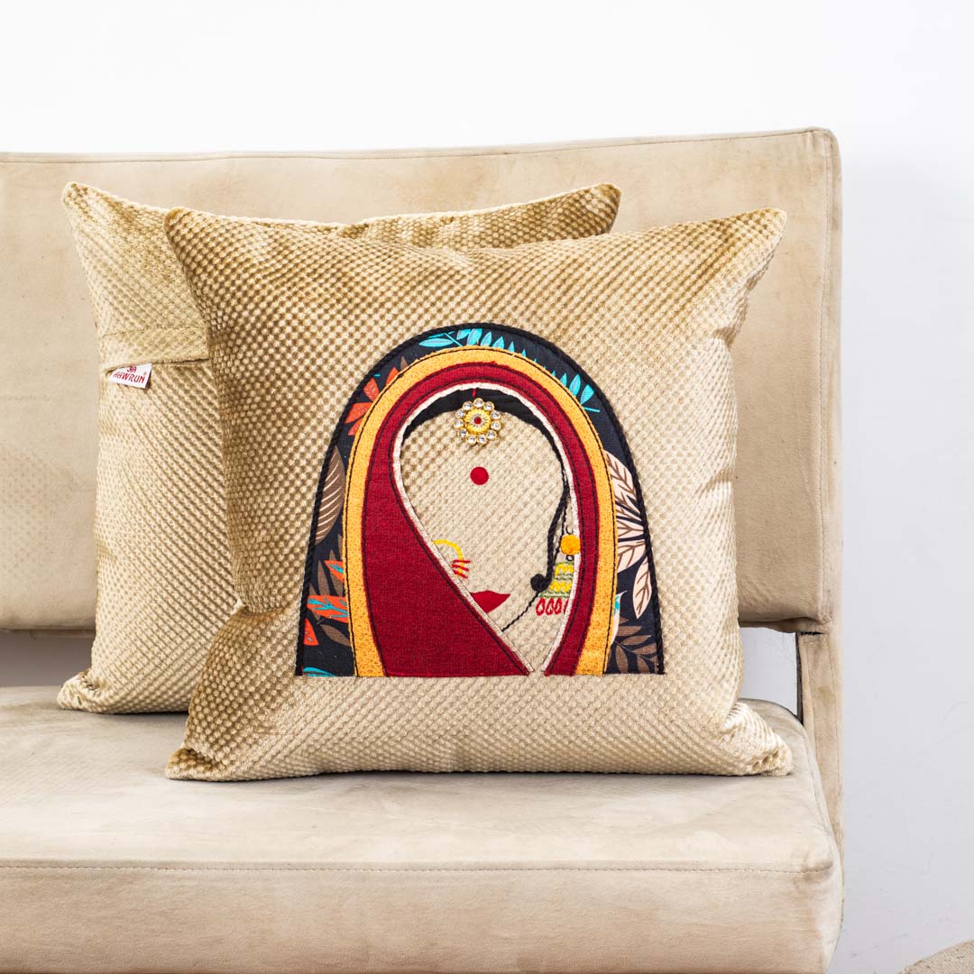 Rajasthani Women Patch Work Cushion Cover