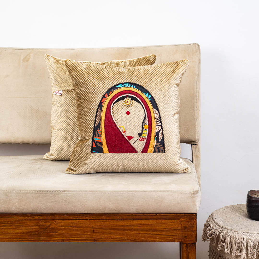 Rajasthani Women Patch Work Cushion Cover