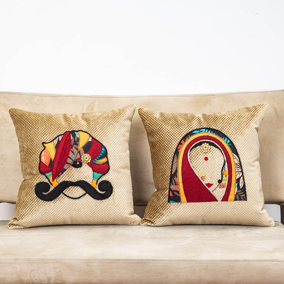 MR. RAJASTHAN And MRS. RAJASTHAN Combo Traditional Cushion Cover