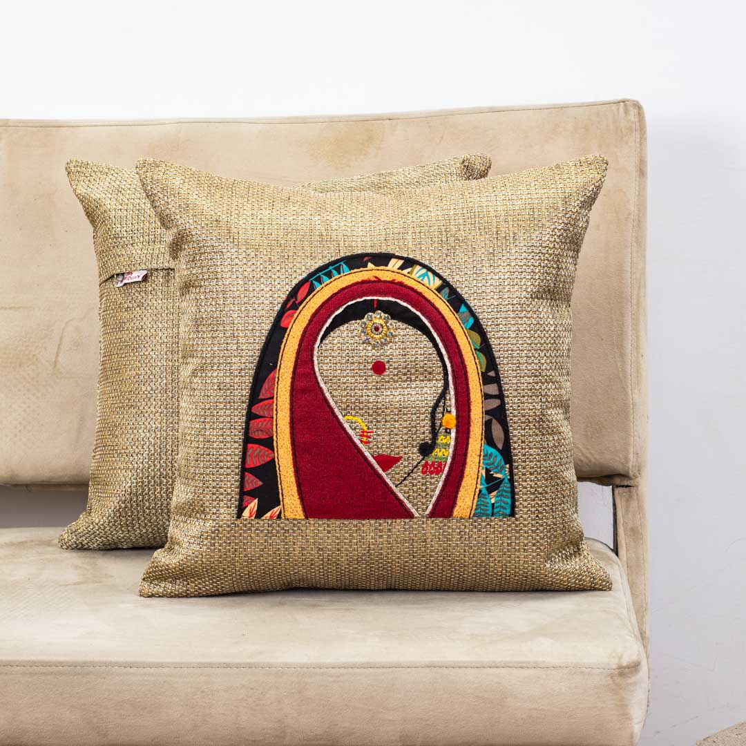 Rajasthani Women Patch Work Cushion Cover