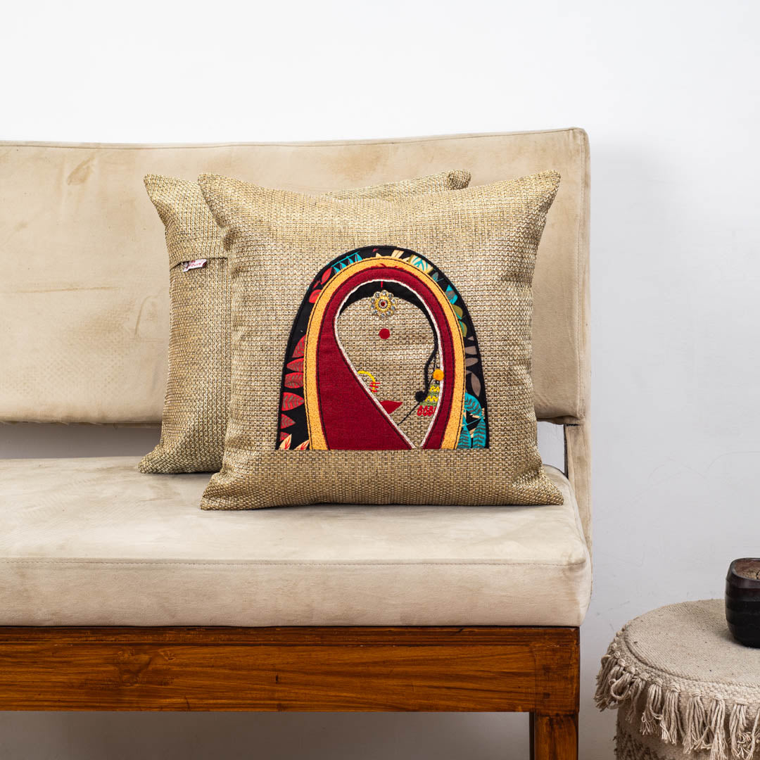 Rajasthani Women Patch Work Cushion Cover