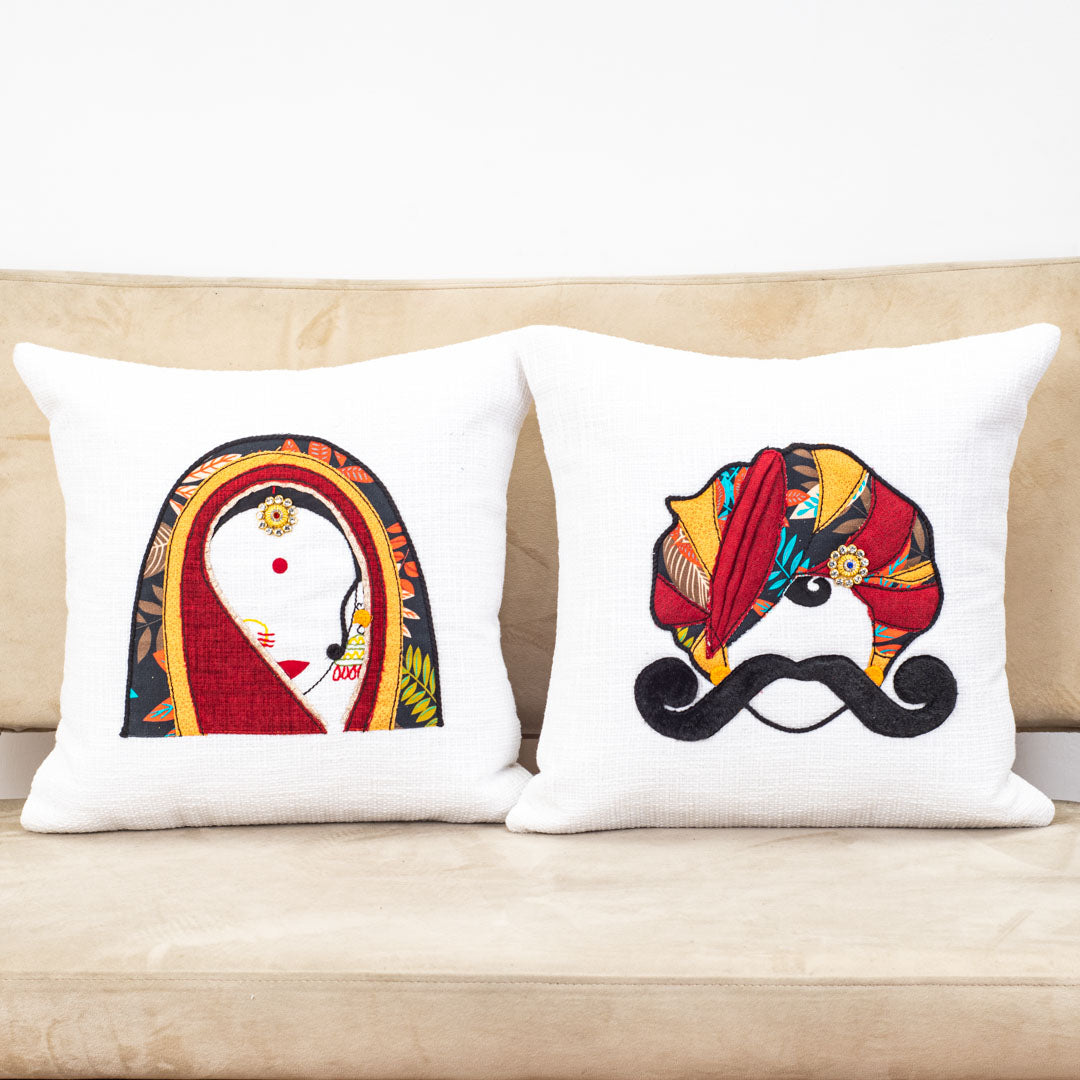 MR. RAJASTHAN And MRS. RAJASTHAN Combo Traditional Cushion Cover