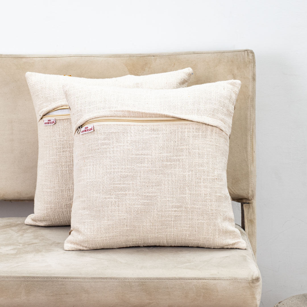 Tribal Embroidered Handcrafted Slub Cotton Cushion Cover
