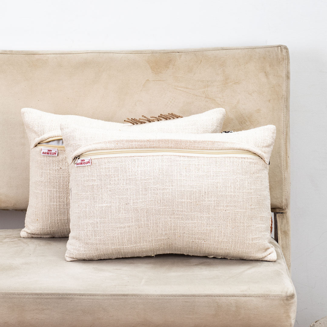 Tribal Embroidered Handcrafted Slub Cotton Cushion Cover