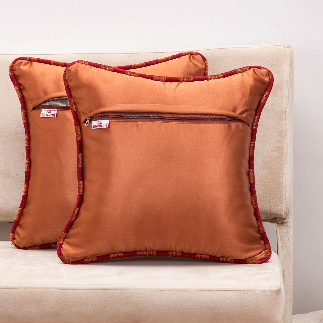 MinimalWeave Rust Velvet Cushion Cover – 16x16 Inch Stylish Home Décor