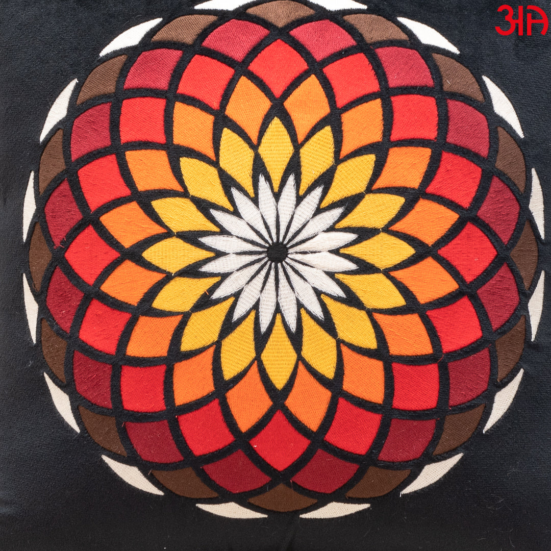 Rangoli Floral Cushion Cover 16x16 Inch