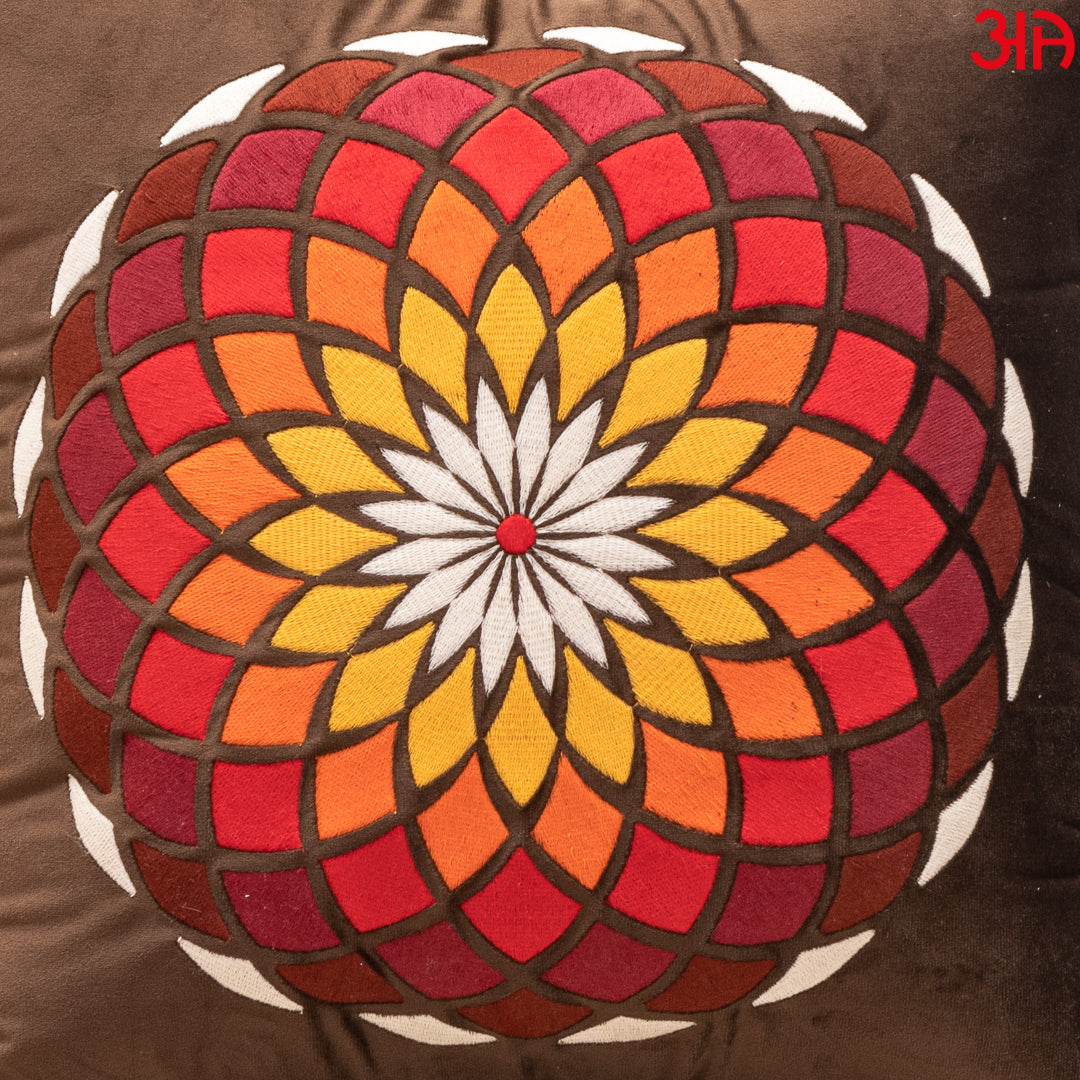 Rangoli Floral Cushion Cover 16x16 Inch