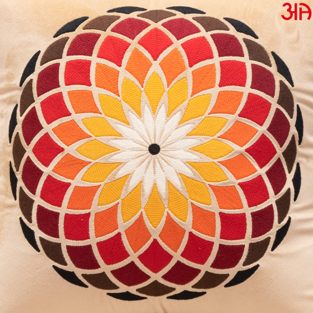 Rangoli Floral Cushion Cover 16x16 Inch