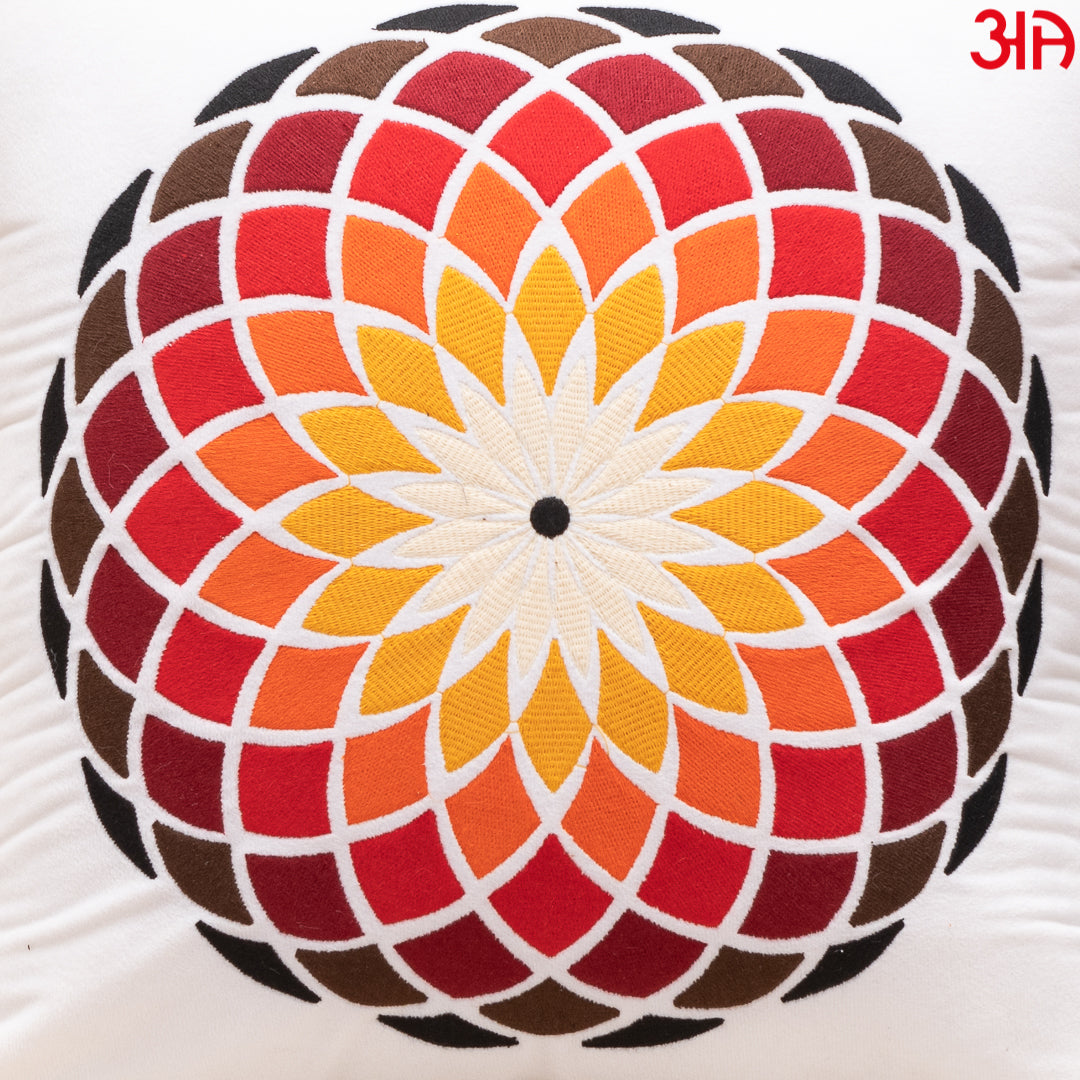 Rangoli Floral Cushion Cover 16x16 Inch