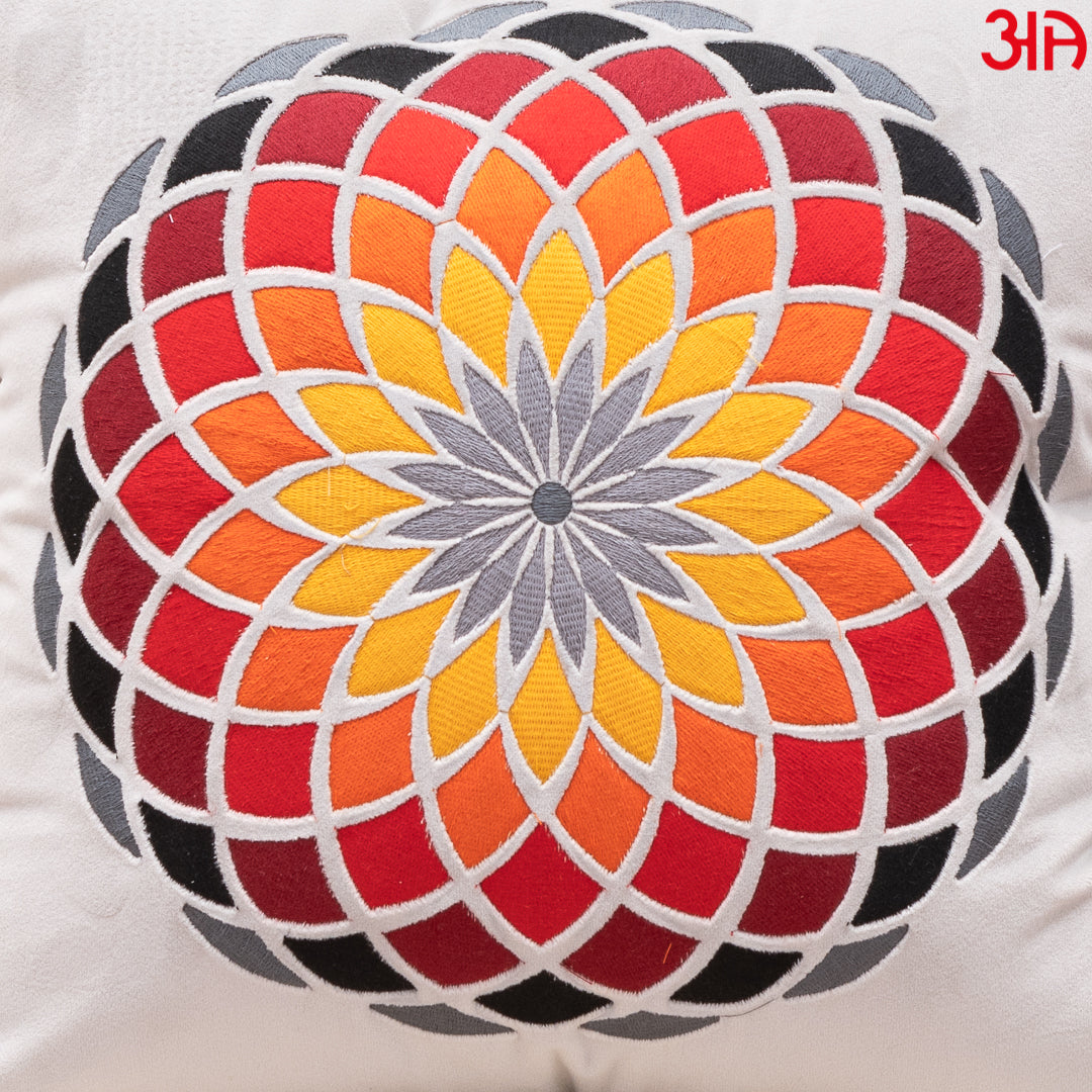 Rangoli Floral Cushion Cover 16x16 Inch