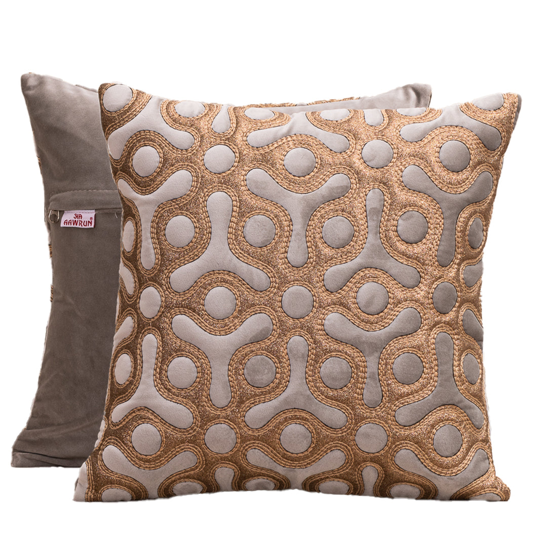 Artis-Stitch Grey Velvet Cushion Cover – 16x16 Inch Stylish Home Décor