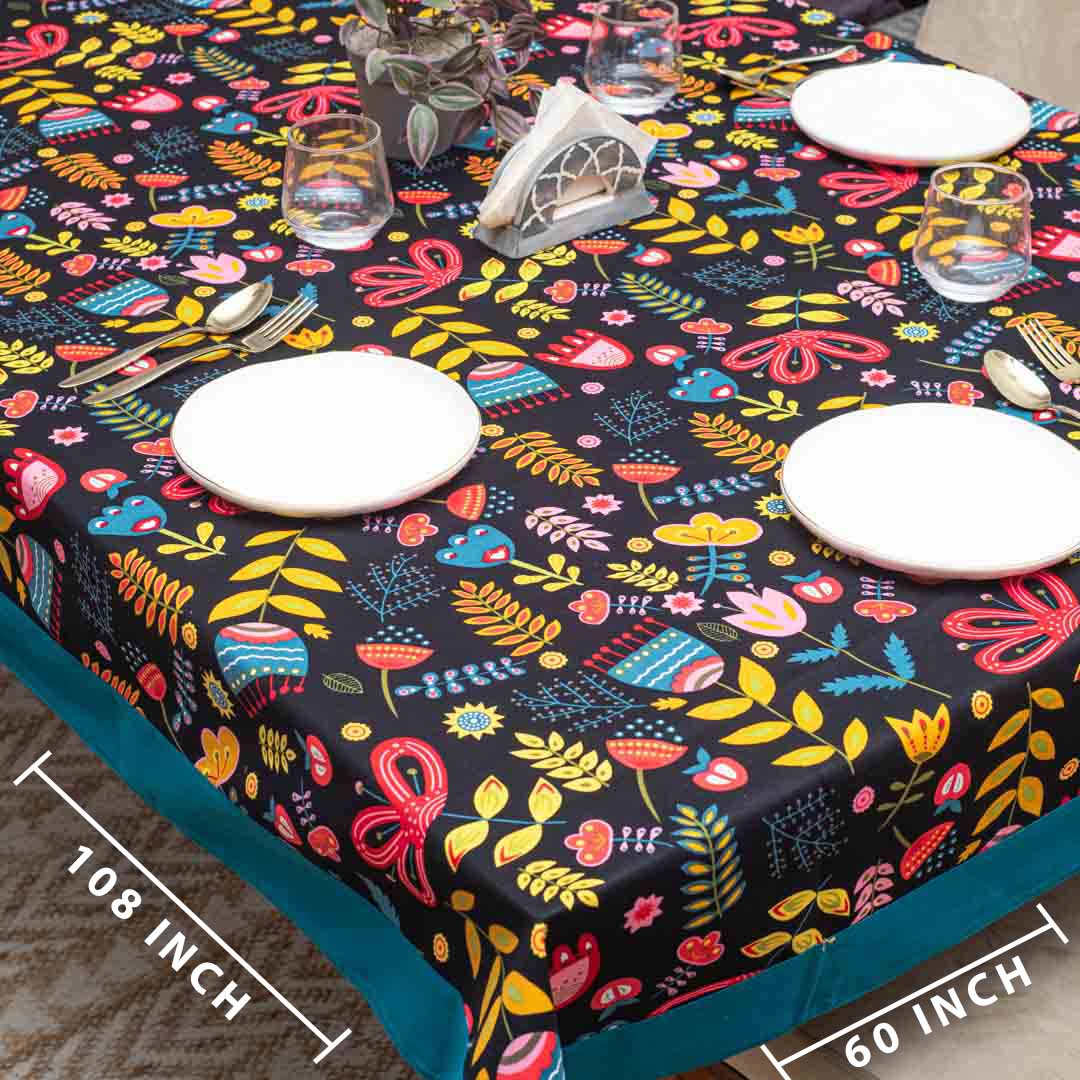 Whimsical Folk Floral Tablecloth