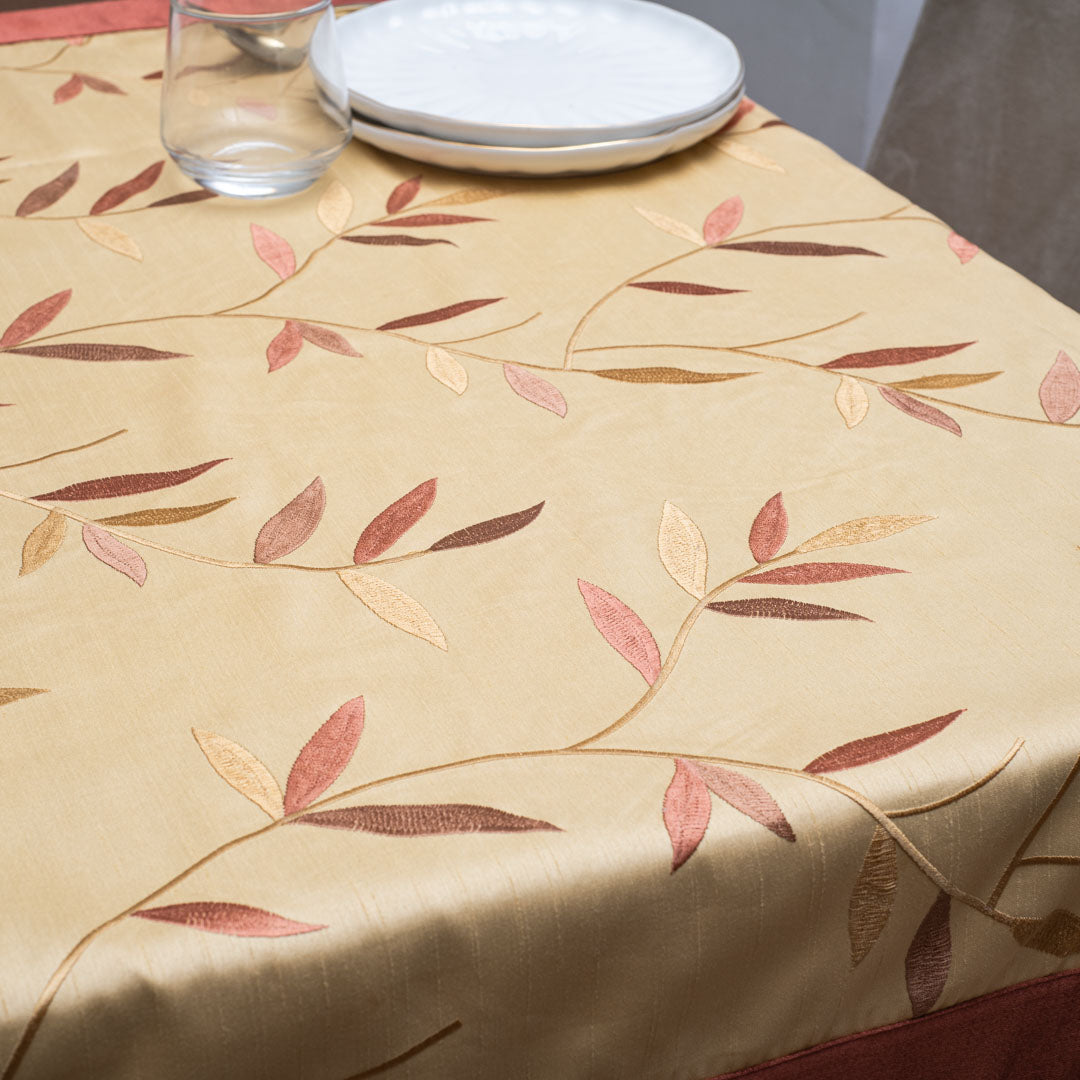 Embroidered Leaf Tablecloth