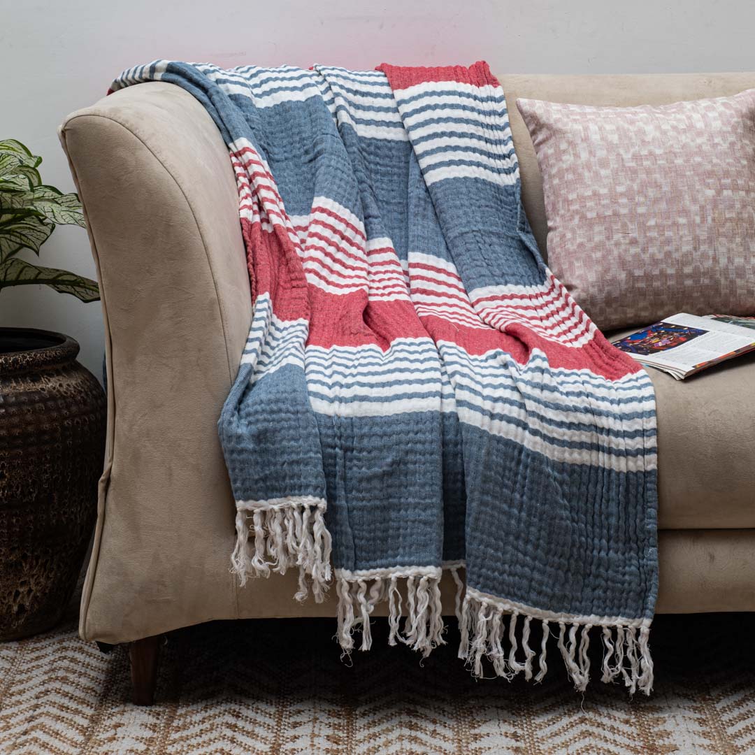 The Mariner Stripe Cozy Sofa Throw