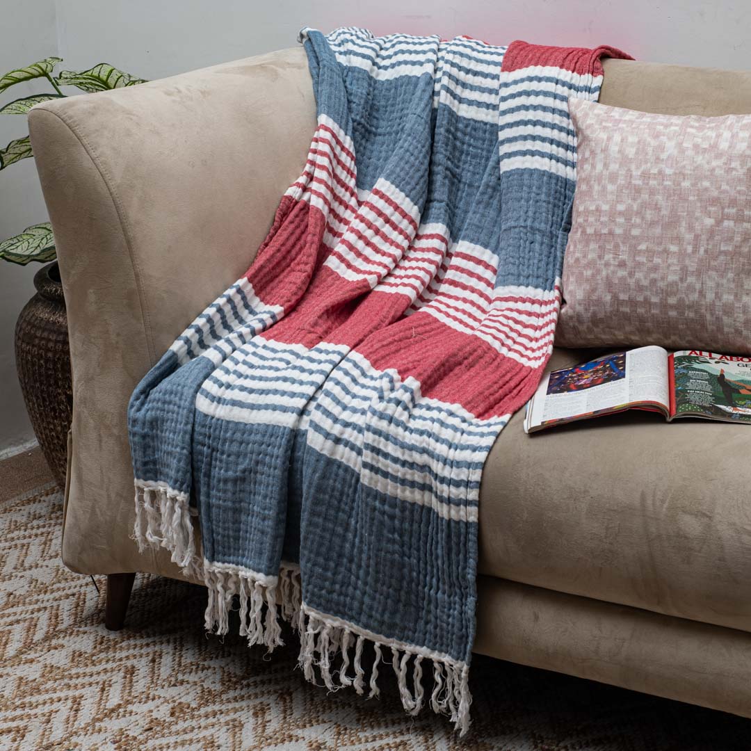 The Mariner Stripe Cozy Sofa Throw