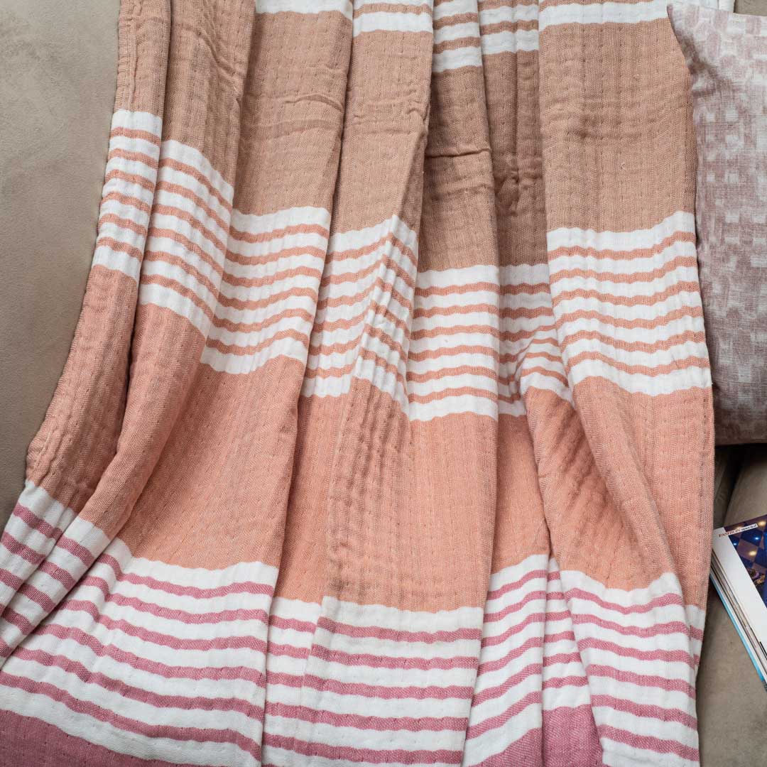 Pastel Stripe Cozy Sofa Throw