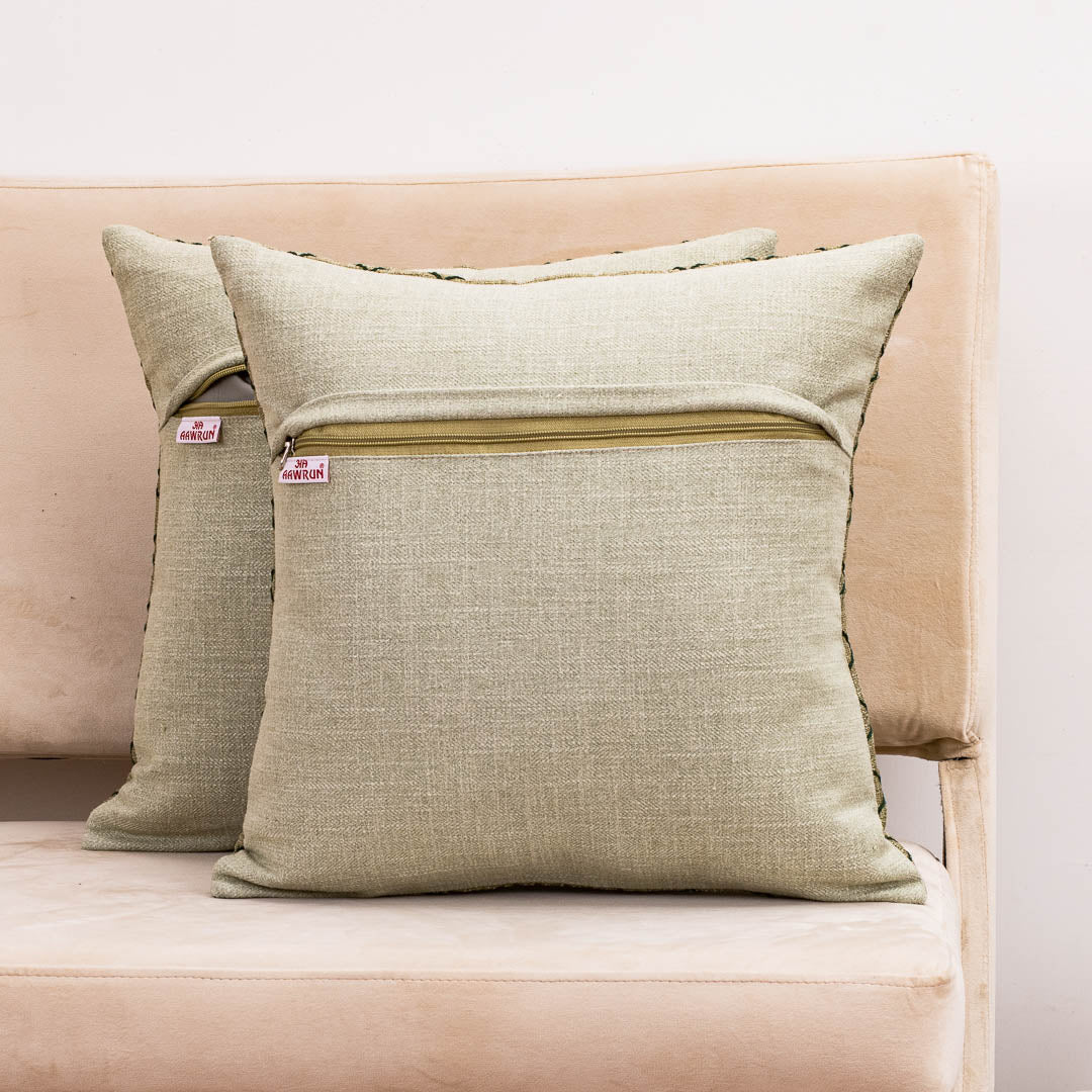 GridWeave Green Jute Cushion Cover – 16x16 Inch Stylish Home Décor