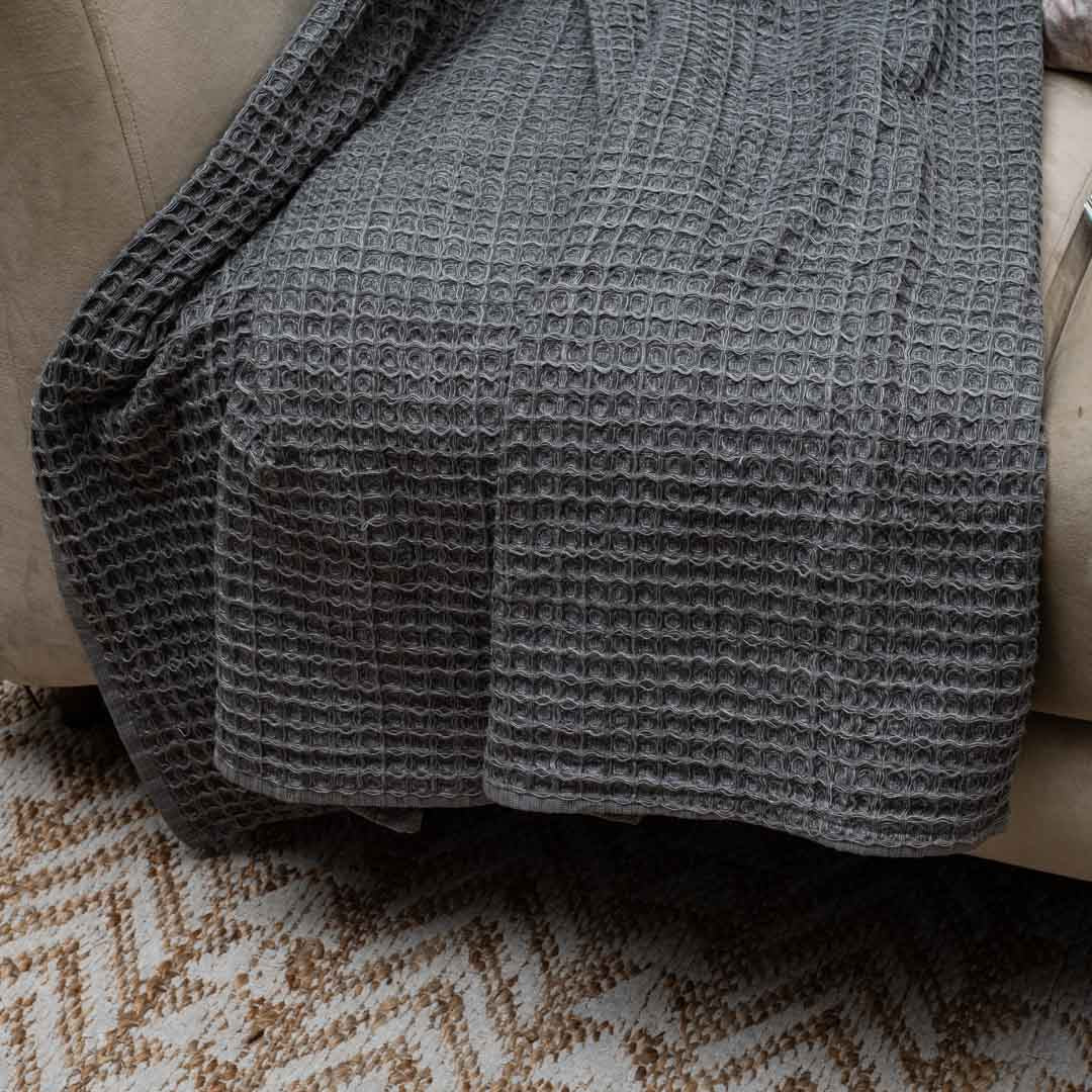 Graphite Grid Cozy Sofa Throw