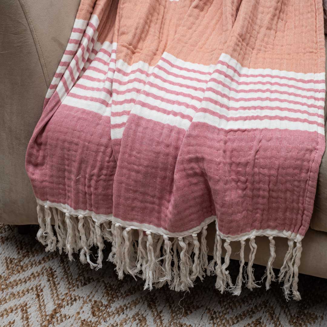 Ombre Stripe Cozy Sofa Throw