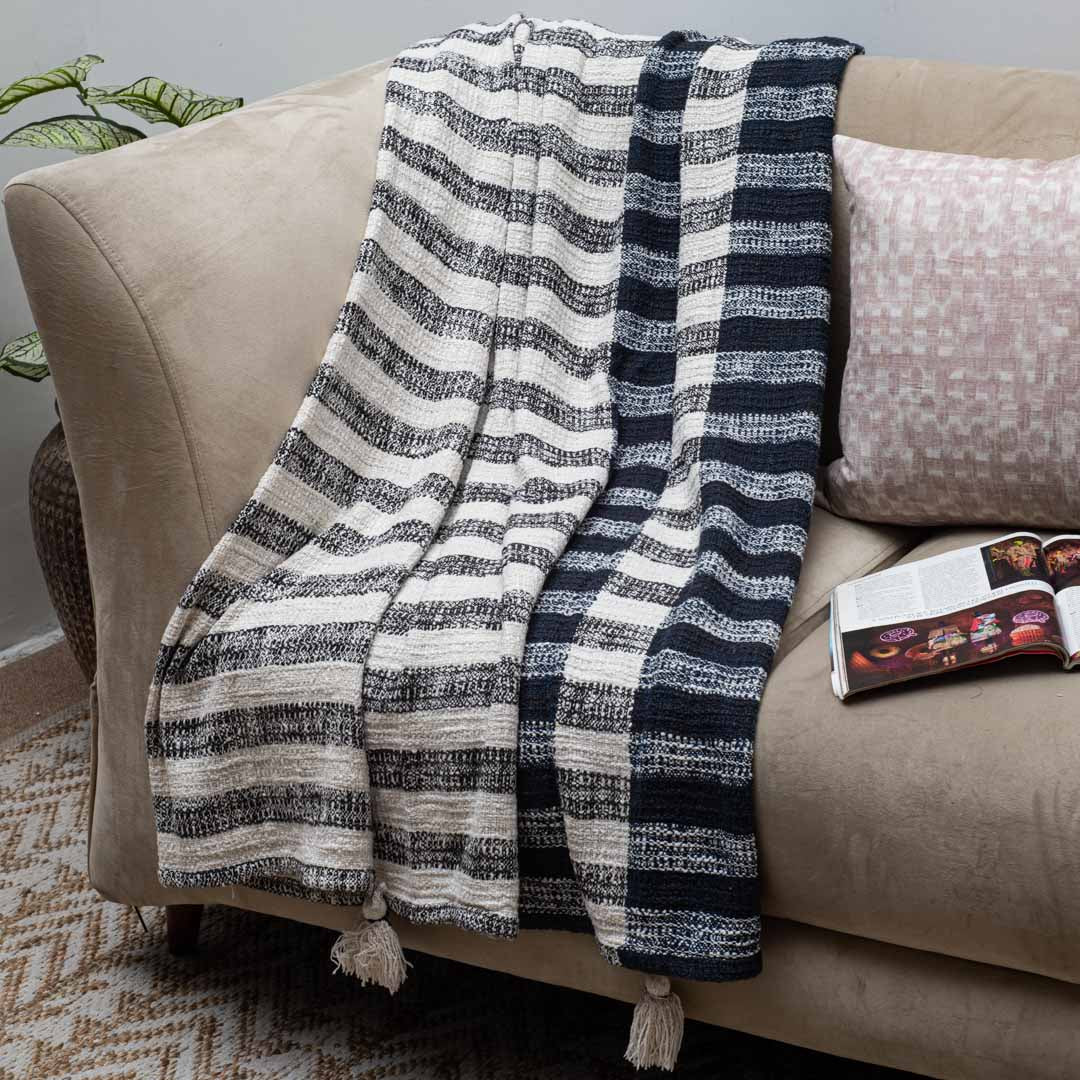 Chevron Tassel Cozy Sofa Throw