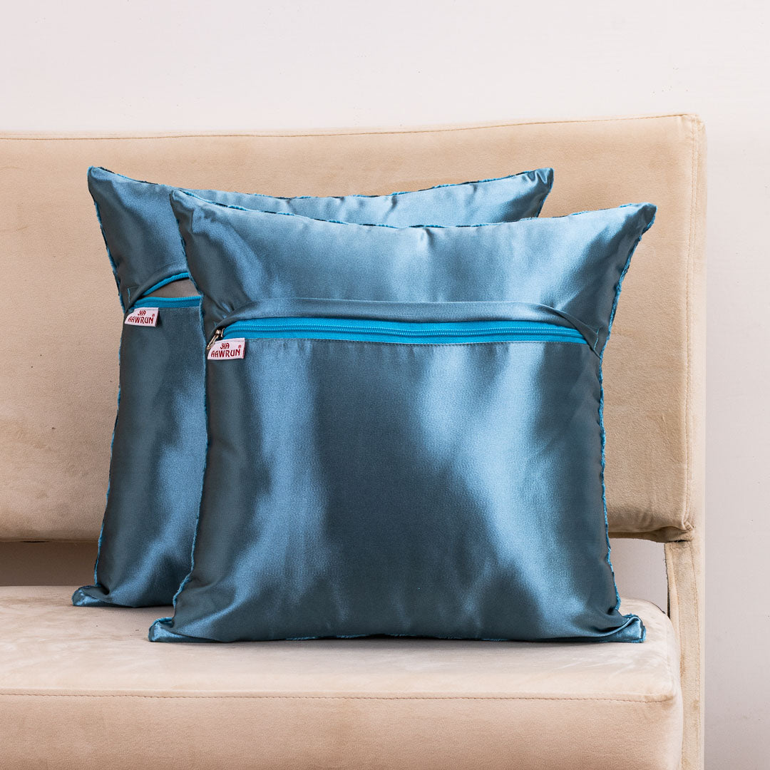 RoseFur Dark Blue Velvet Cushion Cover – 16x16 Inch Stylish Home Décor