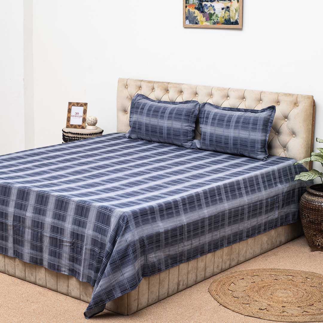 Modern Abstract Stripe Bed Sheet 2pc Pillow Cover 1pc Bed Sheet- D2