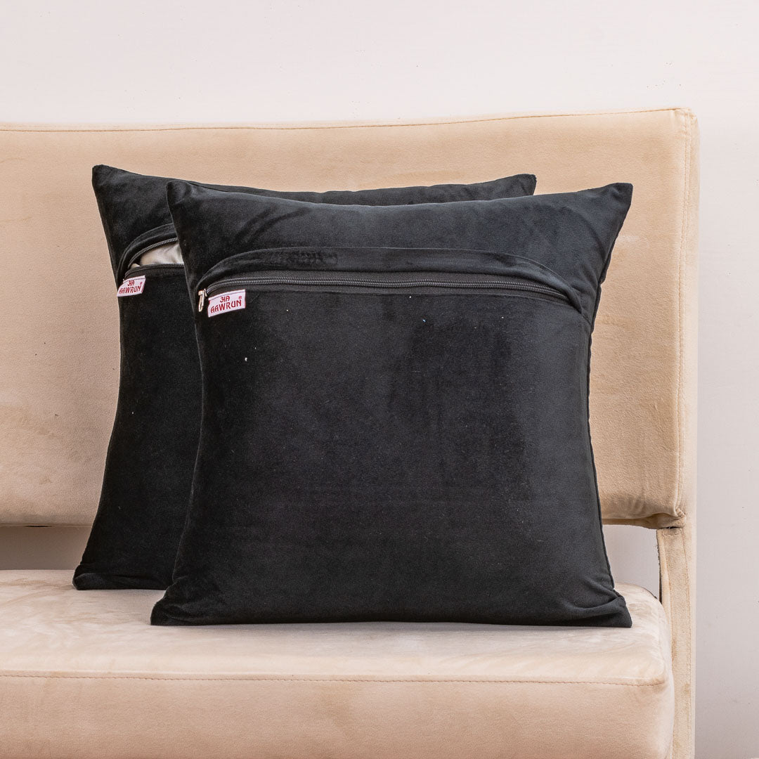 Mandala Bloom Black Velvet Cushion Cover – 16x16 Inch Stylish Home Décor