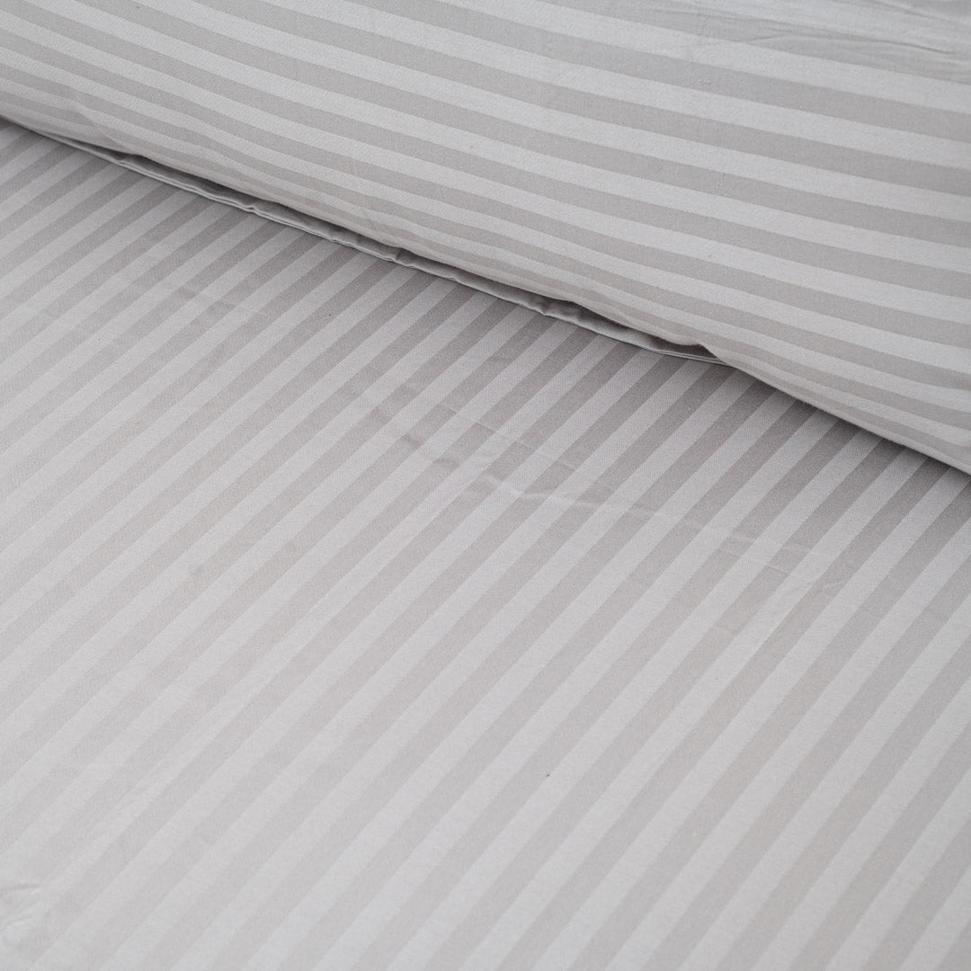 Elegant Dobby Stripe Bed Sheet 2pc Pillow Cover 1pc Bed Sheet- LITE GREY