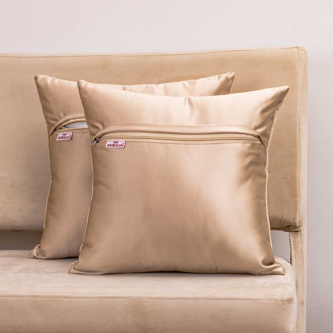 Mandala Bloom Beige Velvet Cushion Cover – 16x16 Inch Stylish Home Décor