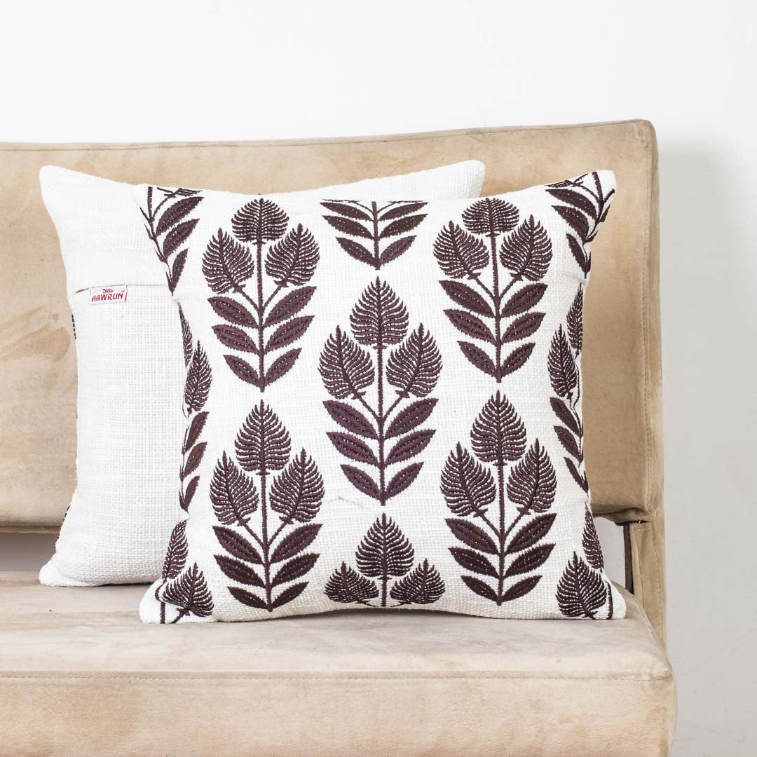 Premium Botanic Elegance Embroidery Cushion Cover