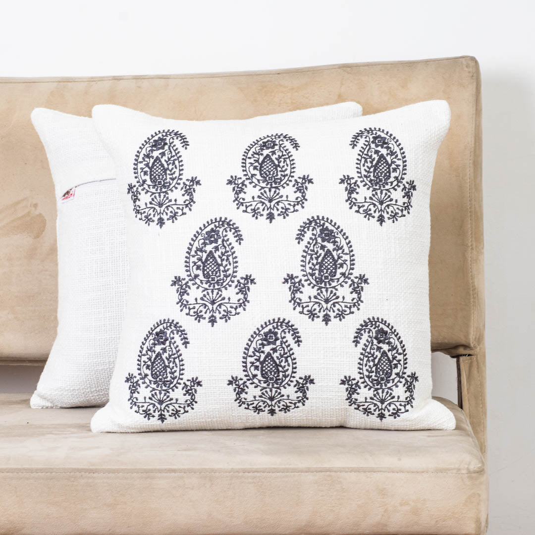 Premium Asian Multi Paisley Embroidery Cushion Cover