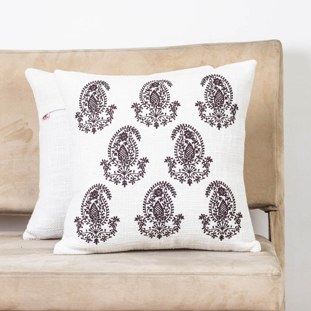 Premium Asian Multi Paisley Embroidery Cushion Cover