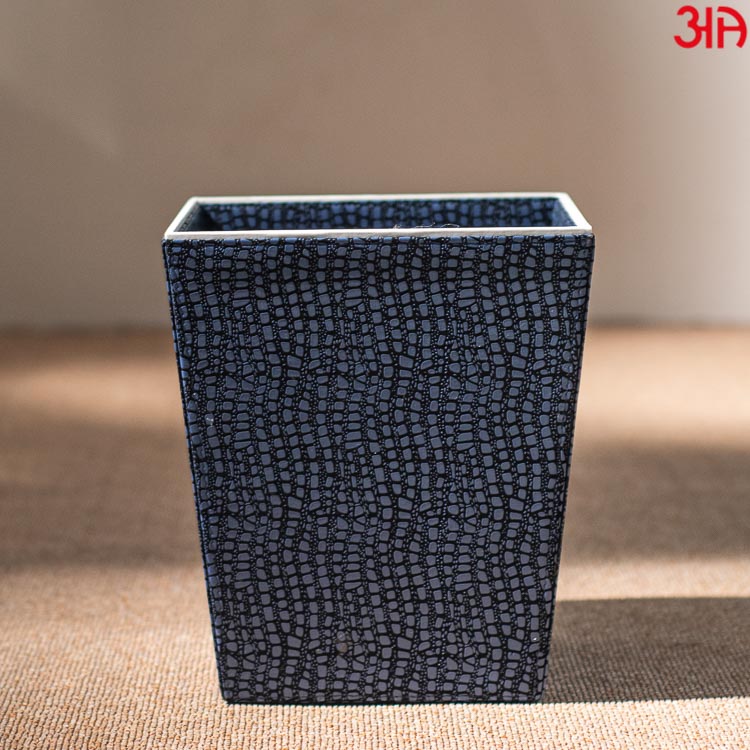 Blue Vegan Leather Dustbin (22x25) CM