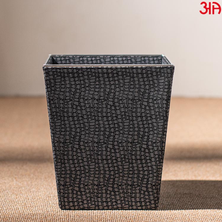 Grey Vegan Leather Dustbin (22x25) CM