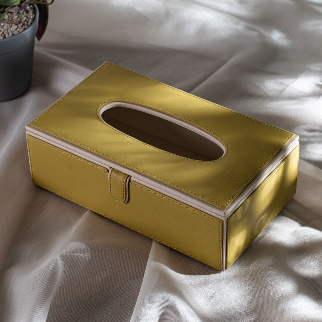 Premium Two-Tone Vegan Leather Standard Size Tissue Box