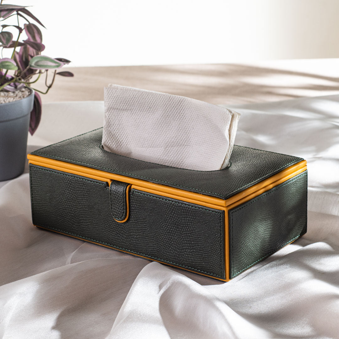 Premium Vegan Leather Lizard Grain texture Standard Size Tissue Box