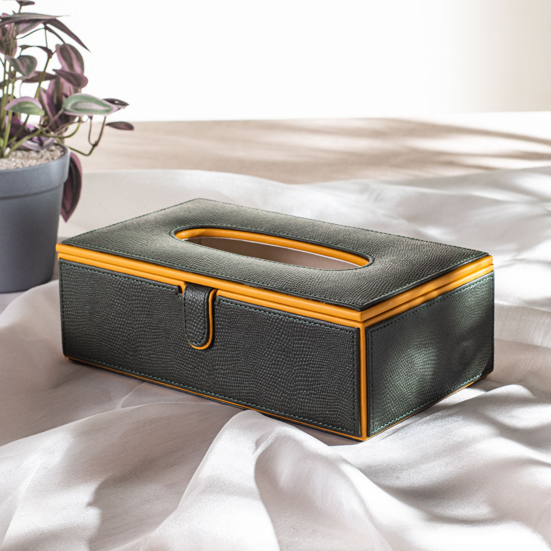Premium Vegan Leather Lizard Grain texture Standard Size Tissue Box
